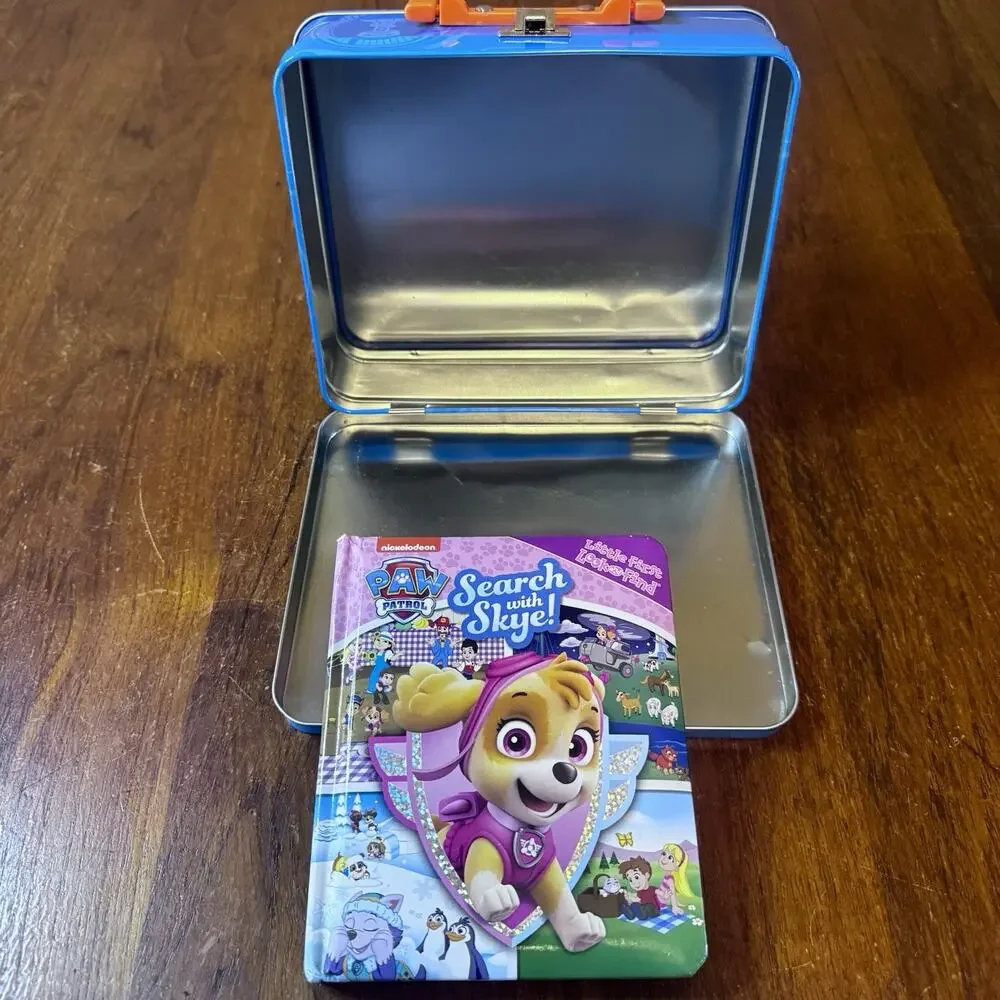 Paw Patrol Metal Lunch Box Tin Handle “Search With Skye” Board Book Nickelodeon